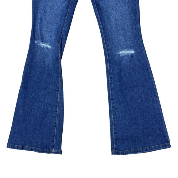 a.n.a High Rise Flare Distressed Jeans Size 4 Tall Dark Denim - Picture 7 of 9